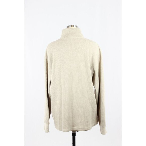 Aritzia WILFRED FREE Loft Taupe Cotton Waffle Knit Oversized 1/4 Zip Top, Size M - Picture 3 of 16